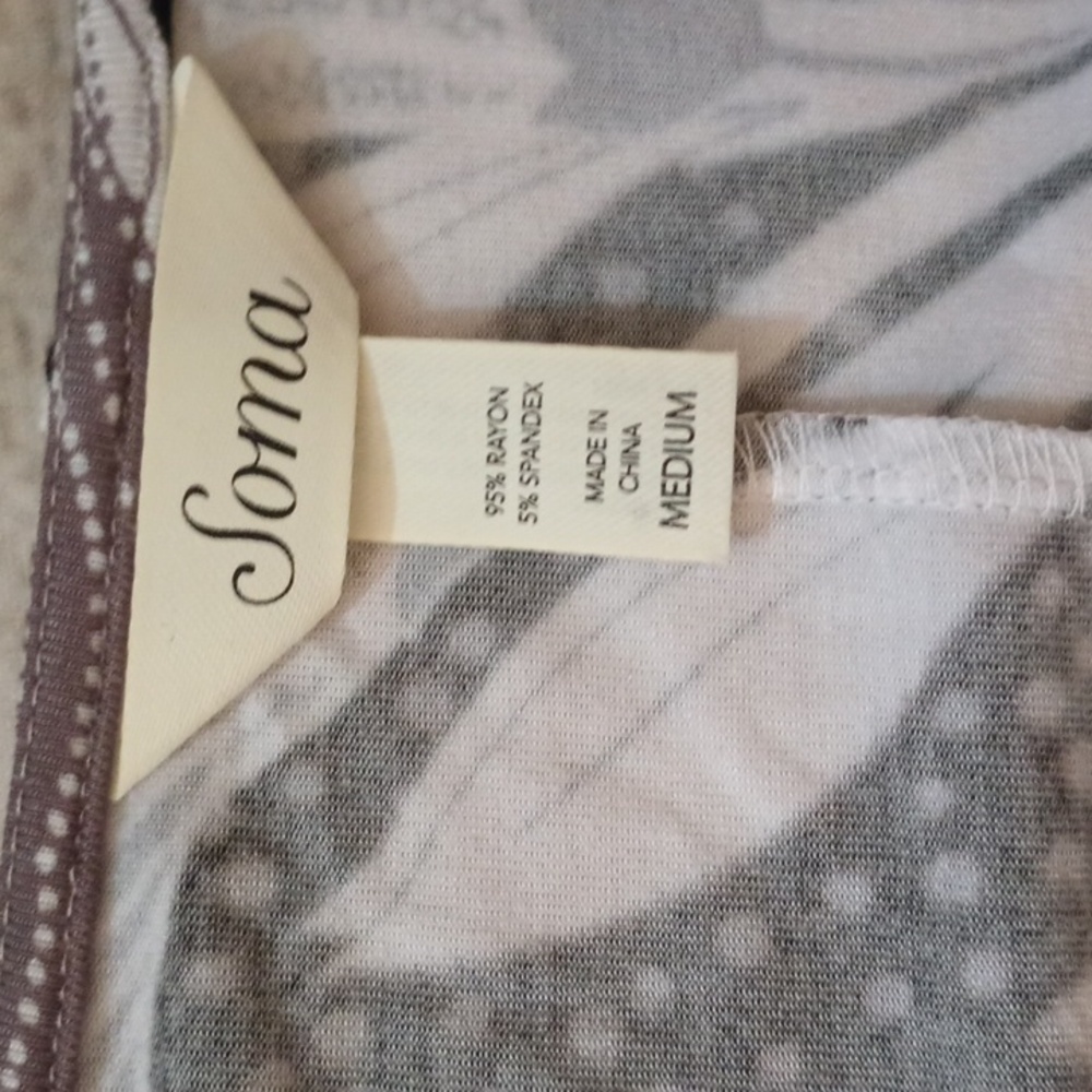 Soma Black Gray Floral Print Crossover Dress M - Picture 2 of 5